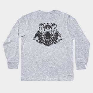 Bear Bulking Gym Kids Long Sleeve T-Shirt